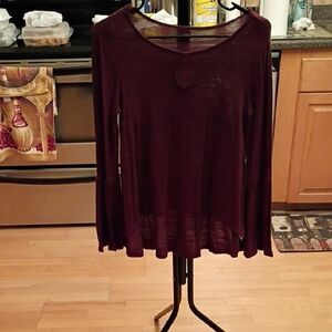 a.n.a Rich Burgundy Long Sleeve Tee